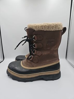 Sorel Brown and Black Caribou Waterproof Snow Boots